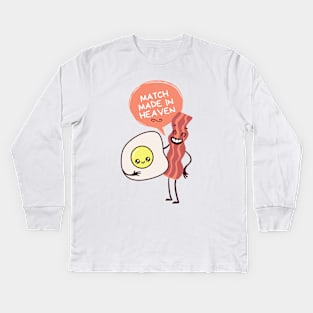 Eggs and bacon match made in heaven valentine Kids Long Sleeve T-Shirt